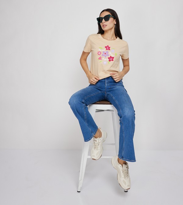 Aeropostale  Casual T-Shirts - Tan Casual T-Shirts