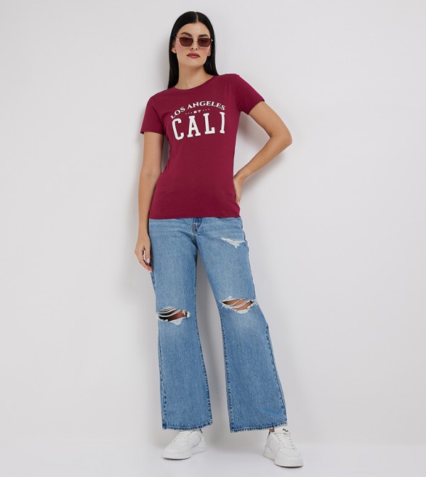 Aeropostale  T-Shirts - Burgundy Casual T-Shirts