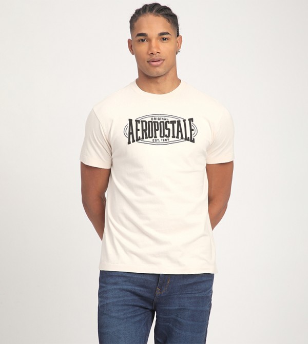 Aeropostale Aeropostale - Beige Round Neck T-Shirts