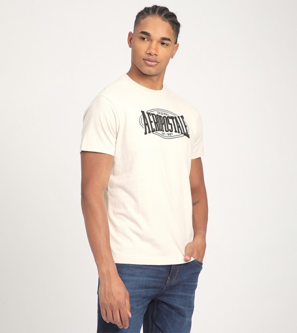 Aeropostale Aeropostale - Beige Round Neck T-Shirts
