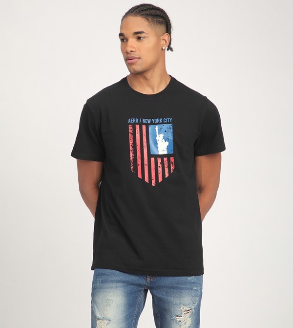  ايروبوستال  ايروبوستال - أسود Round Neck T-Shirts