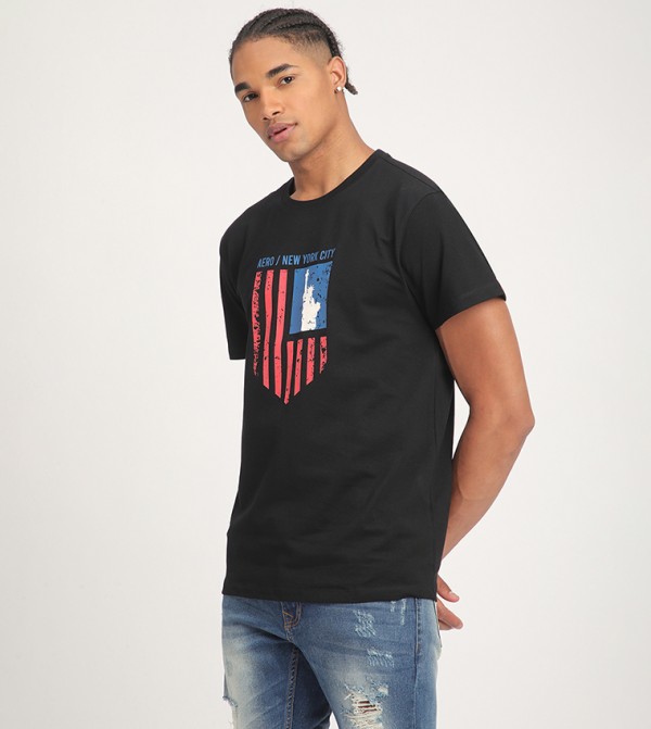  ايروبوستال  ايروبوستال - أسود Round Neck T-Shirts