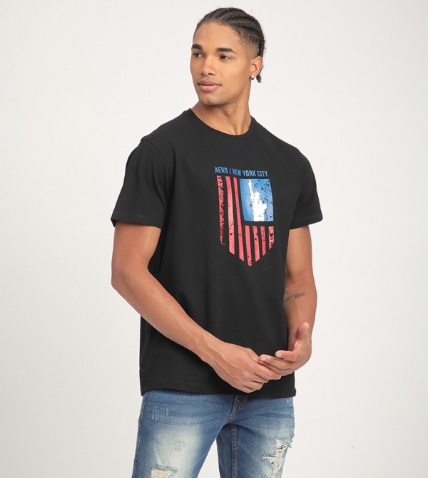  ايروبوستال  ايروبوستال - أسود Round Neck T-Shirts