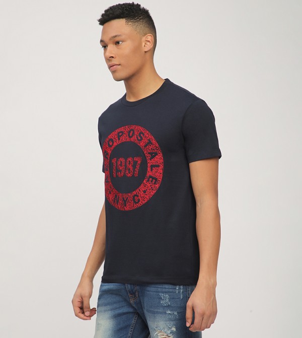  ايروبوستال  ايروبوستال - NAVY BLUE Round Neck T-Shirts