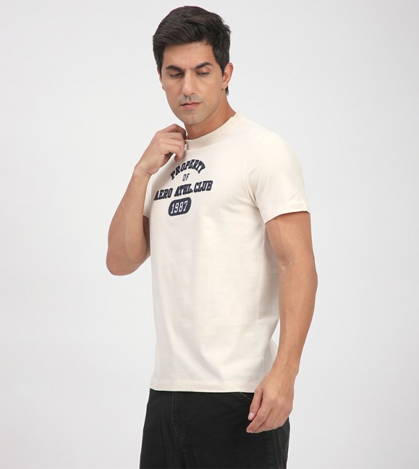 Aeropostale Aeropostale - Beige Round Neck T-Shirts