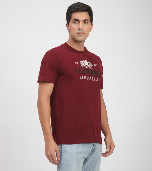 ايروبوستال  ايروبوستال - بورغندي Round Neck T-Shirts