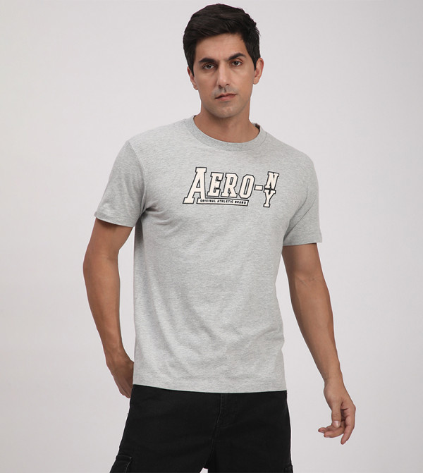 Aeropostale  Clothing - Grey Round Neck T-Shirts