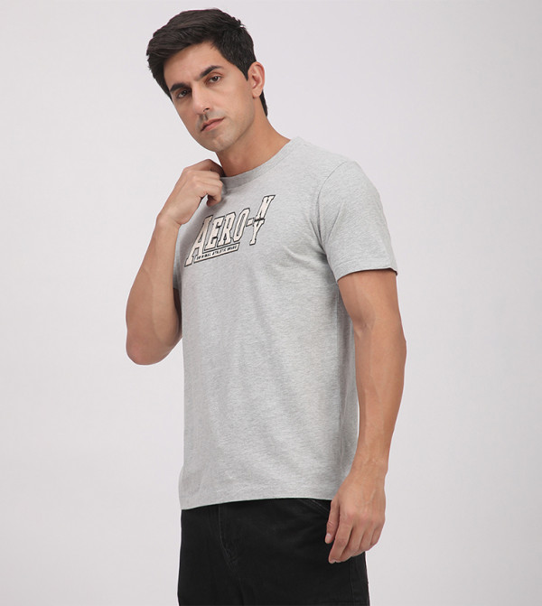 Aeropostale  Clothing - Grey Round Neck T-Shirts
