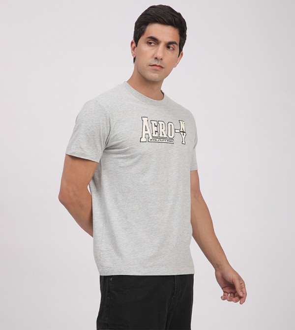 Aeropostale  Clothing - Grey Round Neck T-Shirts