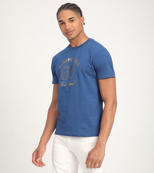  ايروبوستال  ايروبوستال - NAVY BLUE Round Neck T-Shirts
