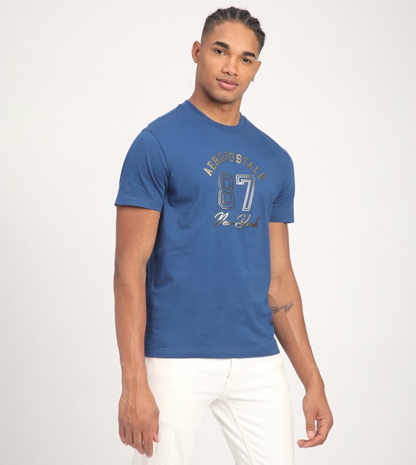  ايروبوستال  ايروبوستال - NAVY BLUE Round Neck T-Shirts