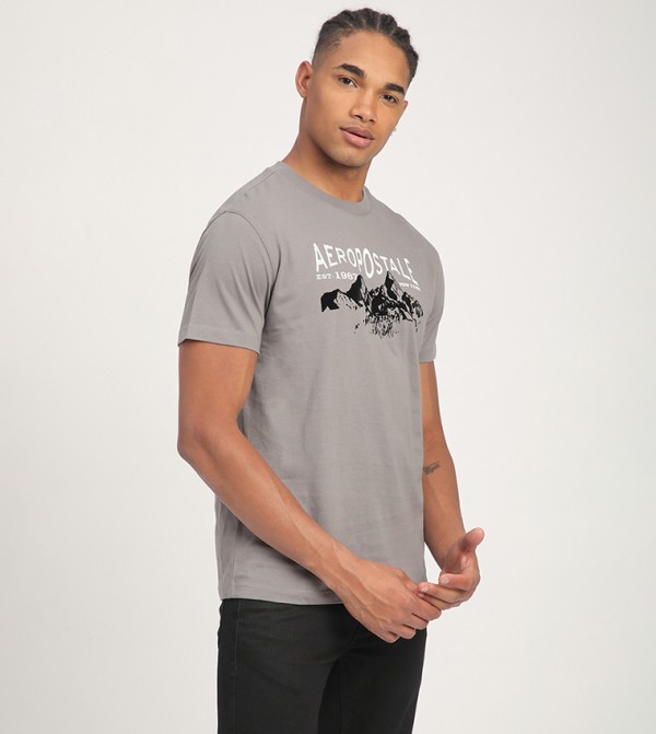  ايروبوستال  ايروبوستال - رمادي Round Neck T-Shirts