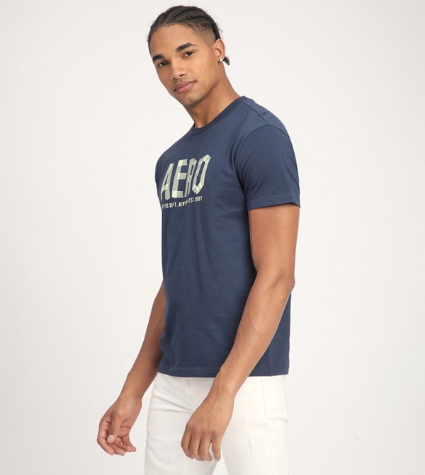 Aeropostale Aeropostale - NAVY BLUE Round Neck T-Shirts