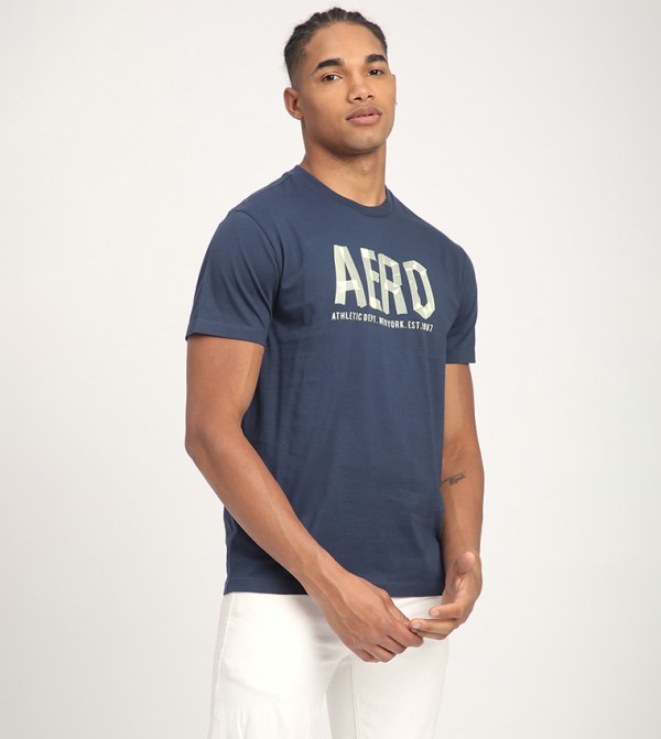 Aeropostale Aeropostale - NAVY BLUE Round Neck T-Shirts