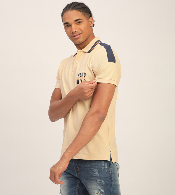 Aeropostale Aeropostale - Beige Round Neck T-Shirts