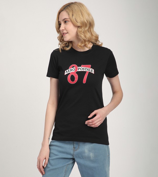 Aeropostale  T-Shirts - Black Short Sleeve T-Shirts