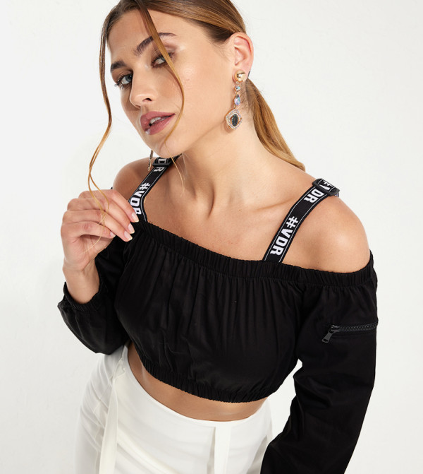 ViaDelleRose ViaDelleRose - Black Bodysuit & Cropped