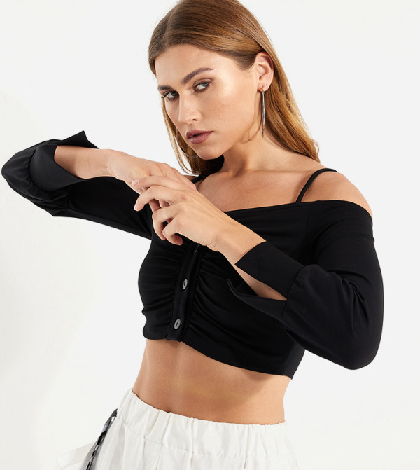 ViaDelleRose ViaDelleRose - Black Bodysuit & Cropped