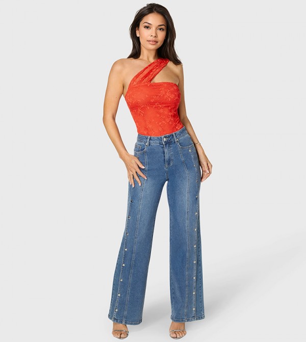 Bebe Bebe - Blue Wide Leg Jeans