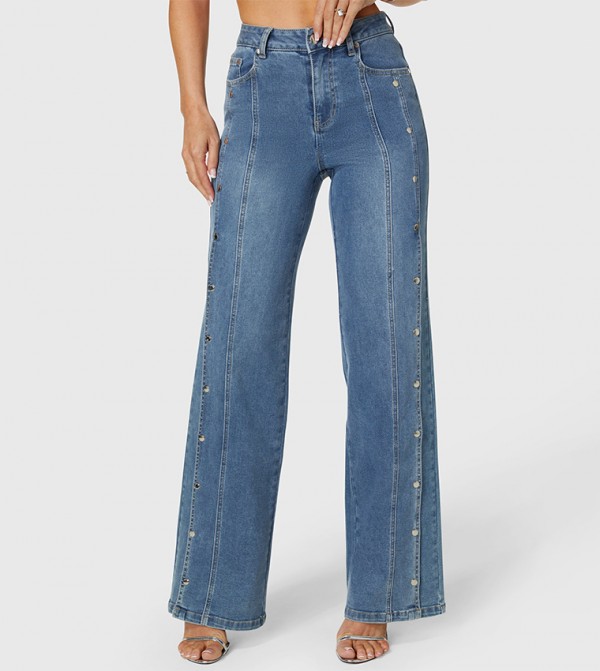 Bebe Bebe - Blue Wide Leg Jeans