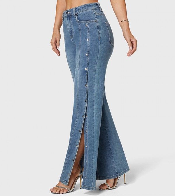 Bebe Bebe - Blue Wide Leg Jeans