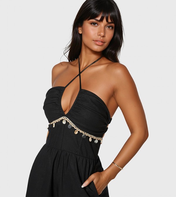 بيبي  افرولات وجمبسوت - أسود Playsuits