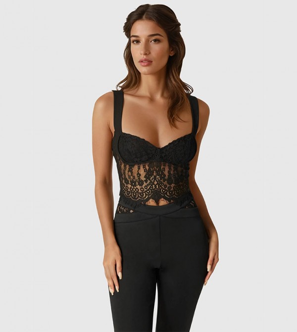 بيبي بيبي - أسود Cropped Tops