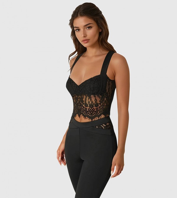 بيبي بيبي - أسود Cropped Tops