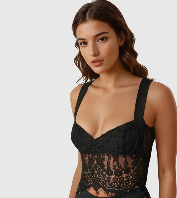 بيبي بيبي - أسود Cropped Tops