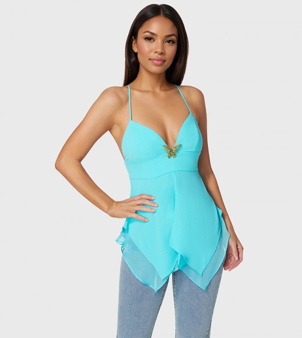 Bebe Bebe - Blue Sleeveless Tops
