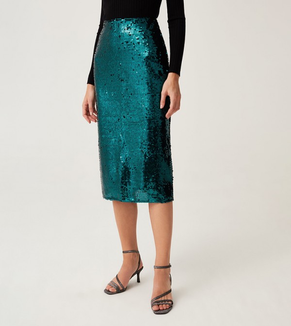 او في اس  - أخضر Midi Skirts