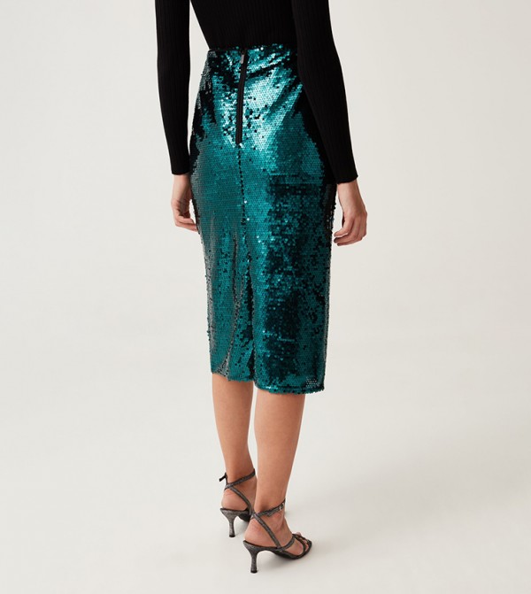 او في اس  - أخضر Midi Skirts