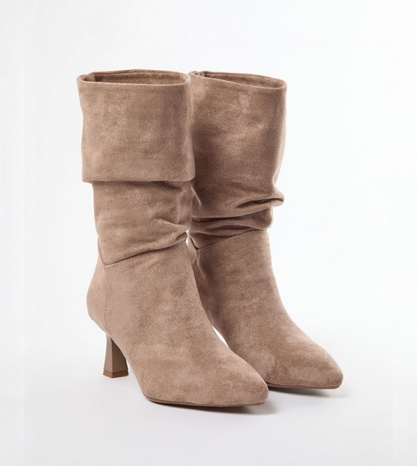 ترينديول - أوتليت  بوت كالف - جلد المنك Mid Calf Boots