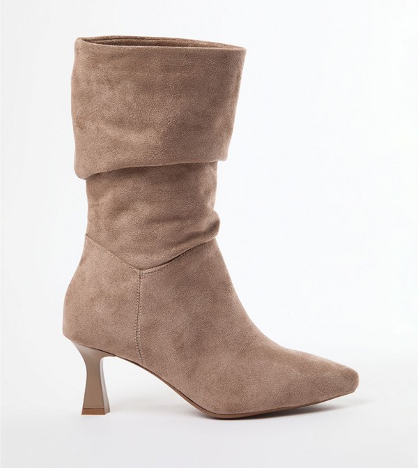 ترينديول - أوتليت  بوت كالف - جلد المنك Mid Calf Boots