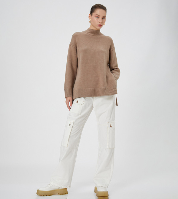 كوتون  سترات - بني  Turtle neck Sweaters