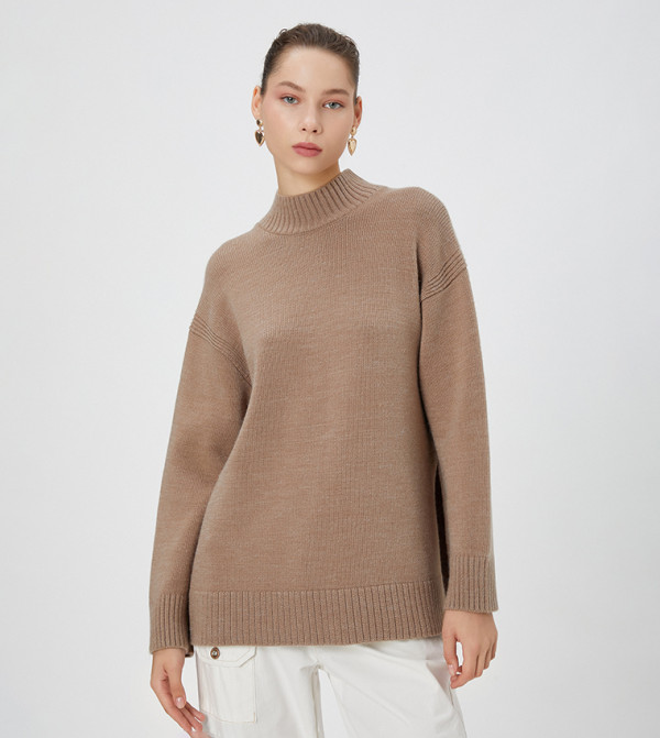 كوتون  سترات - بني  Turtle neck Sweaters