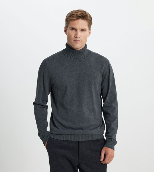 ALTINYILDIZ CLASSICS - Outlet  Turtle Neck Sweaters - Grey Turtle neck Sweaters
