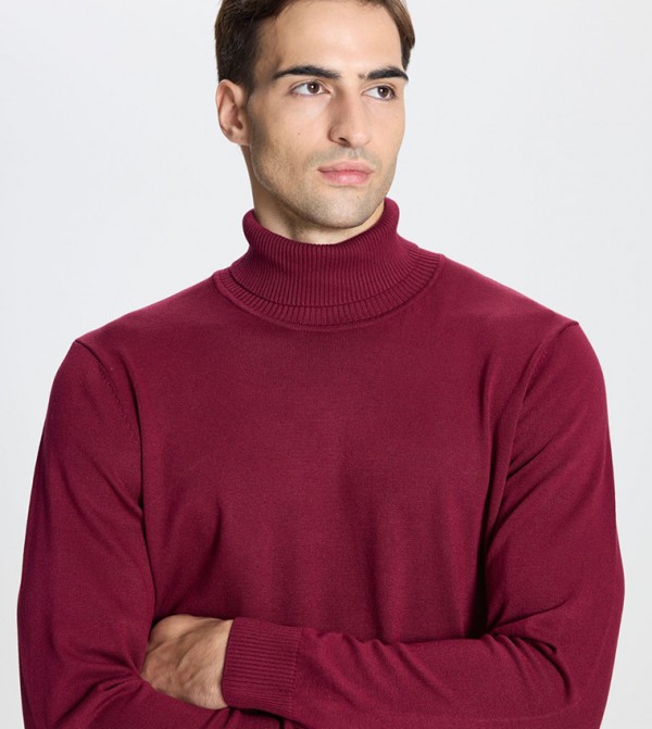 التن يلدز كلاسيكس  - بورغندي Turtle neck Sweaters