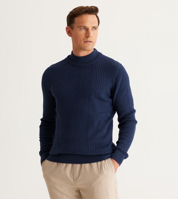 التن يلدز كلاسيكس - أوتليت  - NAVY BLUE Turtle neck Sweaters