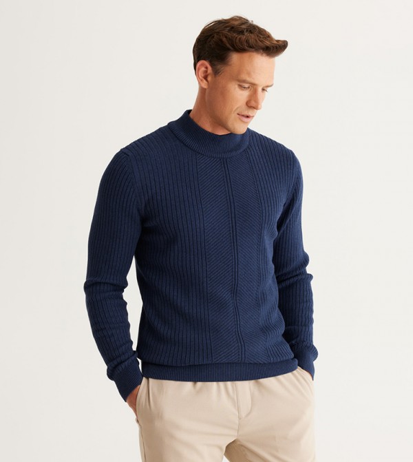 التن يلدز كلاسيكس - أوتليت  - NAVY BLUE Turtle neck Sweaters