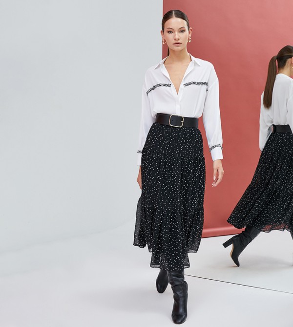 كوتون  تنانير - أسود Midi Skirts