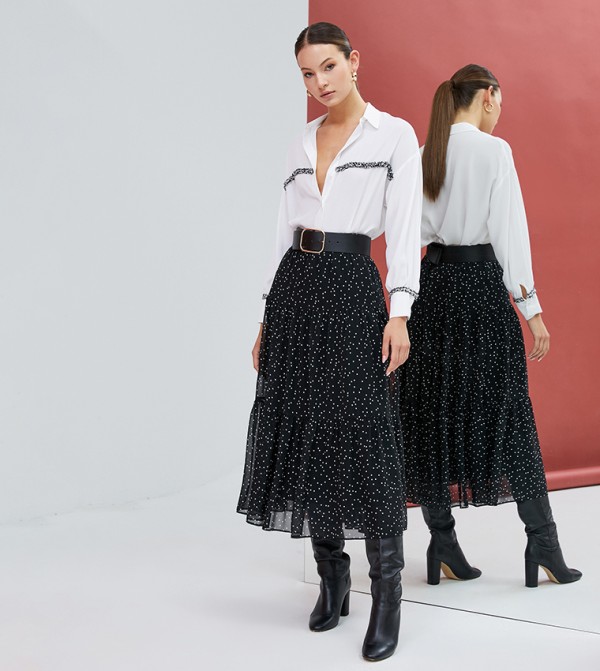 كوتون  تنانير - أسود Midi Skirts