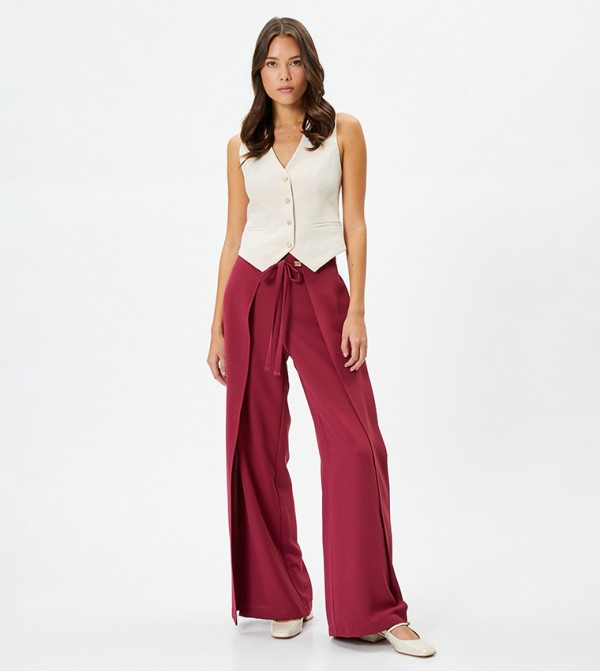 Koton Pants & Leggings - Burgundy Casual Pants