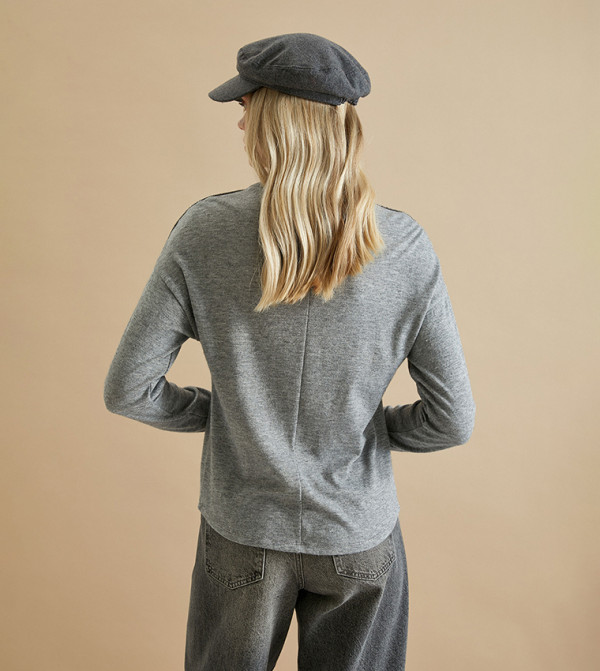 كوتون  جينز استايل موم - رمادي Mom Jeans