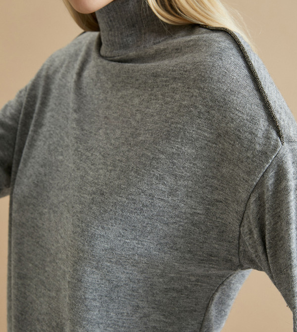 كوتون  جينز استايل موم - رمادي Mom Jeans