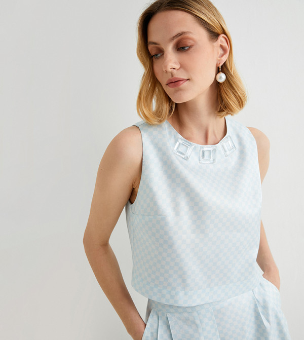 كوتون توبات بلا أكمام - أزرق Sleeveless Tops