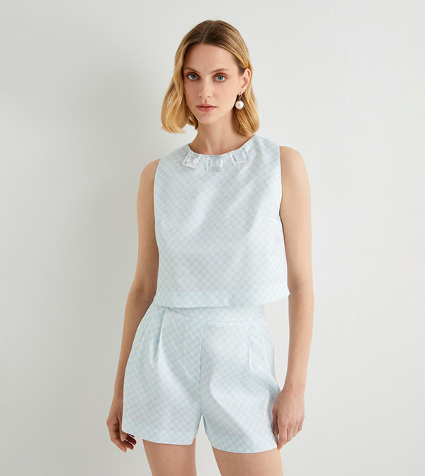 كوتون توبات بلا أكمام - أزرق Sleeveless Tops