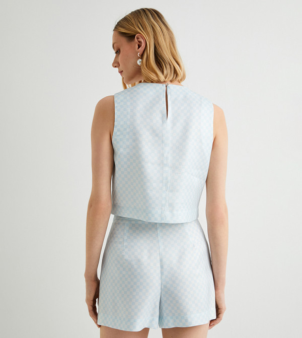 كوتون توبات بلا أكمام - أزرق Sleeveless Tops