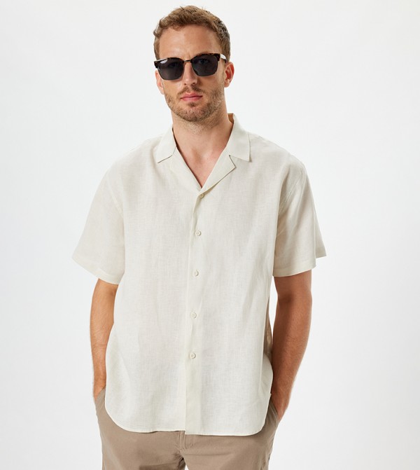 كوتون  قمصان - أبيض قميص كاجوال 