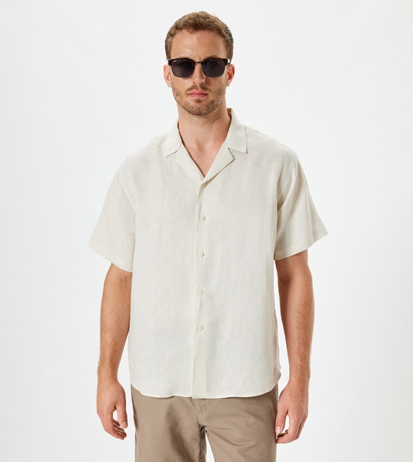 كوتون  قمصان - أبيض قميص كاجوال 